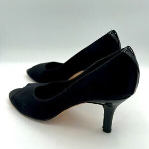 VANELi open peep toe black fabric pumps size 7